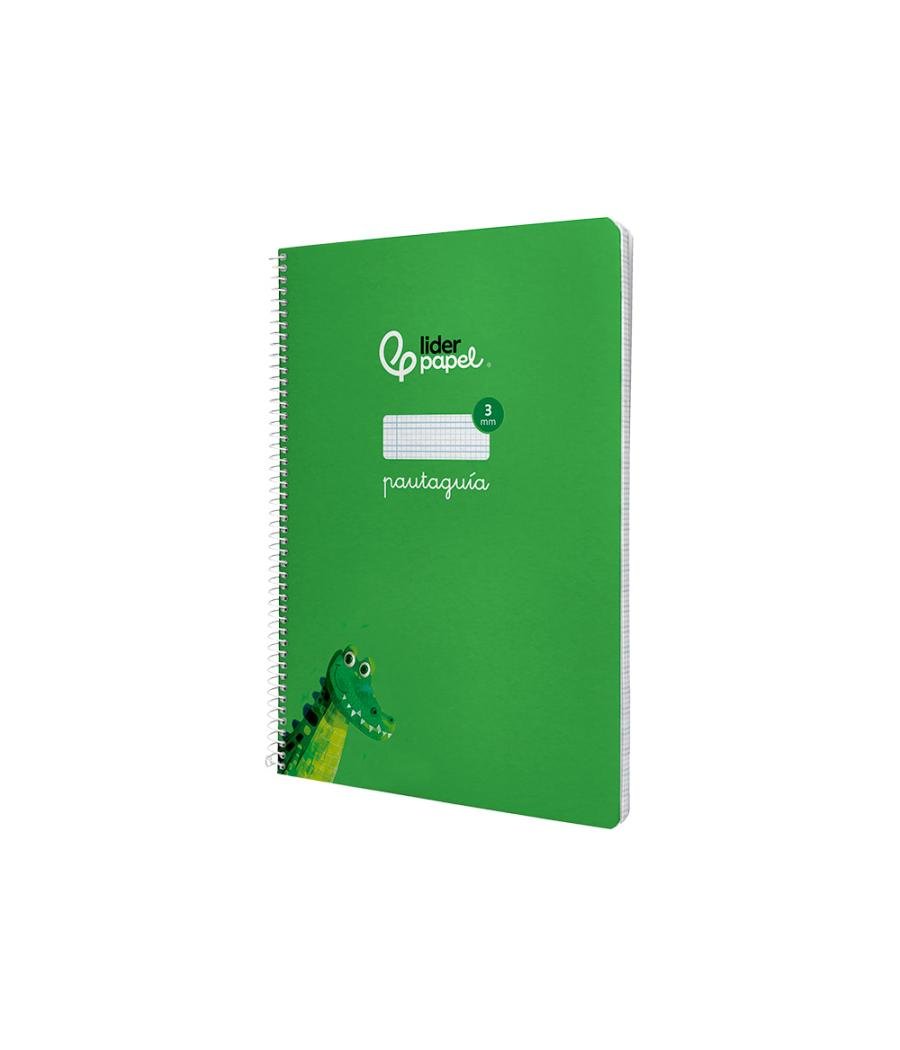 Cuaderno espiral liderpapel di n a4 pautaguia tapa dura 80h 90 gr cuadro pautado 3mm color verde