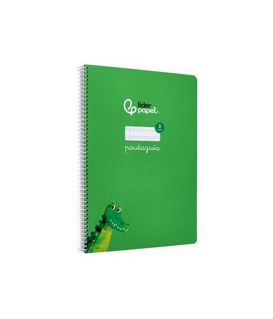 Cuaderno espiral liderpapel di n a4 pautaguia tapa dura 80h 90 gr cuadro pautado 3mm color verde