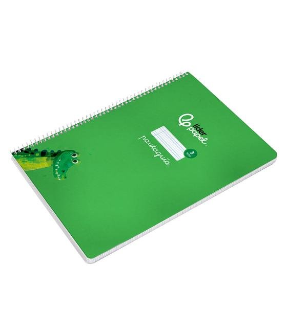 Cuaderno espiral liderpapel di n a4 pautaguia tapa dura 80h 90 gr cuadro pautado 3mm color verde