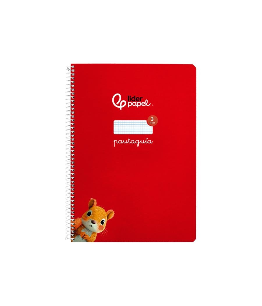 Cuaderno espiral liderpapel di n a4 pautaguia tapa dura 80h 90 gr cuadro pautado 3mm color rojo