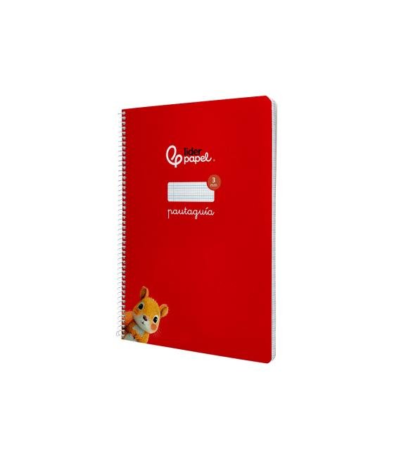 Cuaderno espiral liderpapel di n a4 pautaguia tapa dura 80h 90 gr cuadro pautado 3mm color rojo