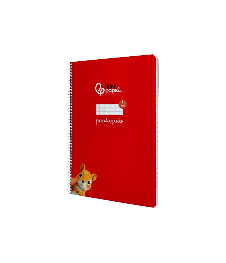 Cuaderno espiral liderpapel di n a4 pautaguia tapa dura 80h 90 gr cuadro pautado 3mm color rojo