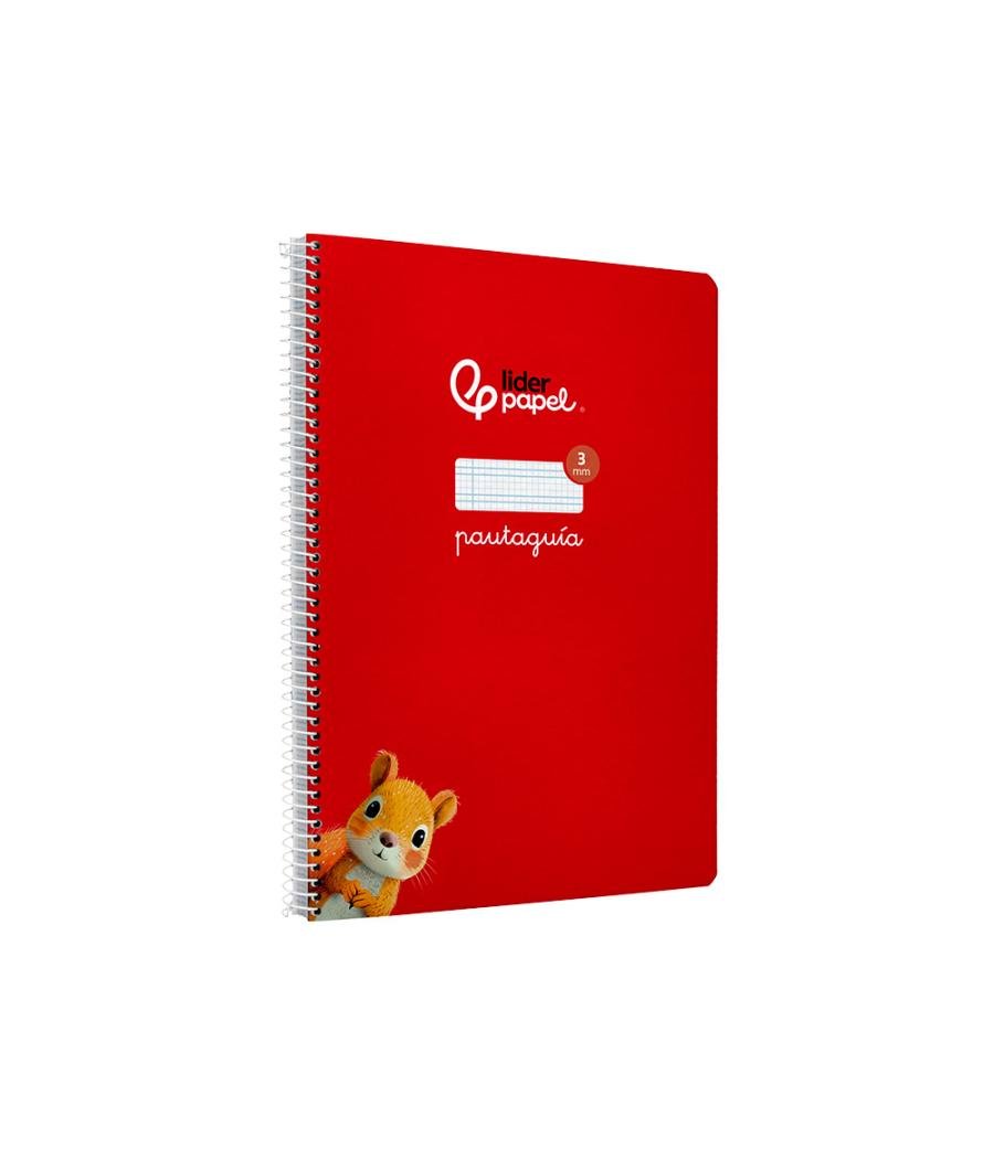 Cuaderno espiral liderpapel di n a4 pautaguia tapa dura 80h 90 gr cuadro pautado 3mm color rojo