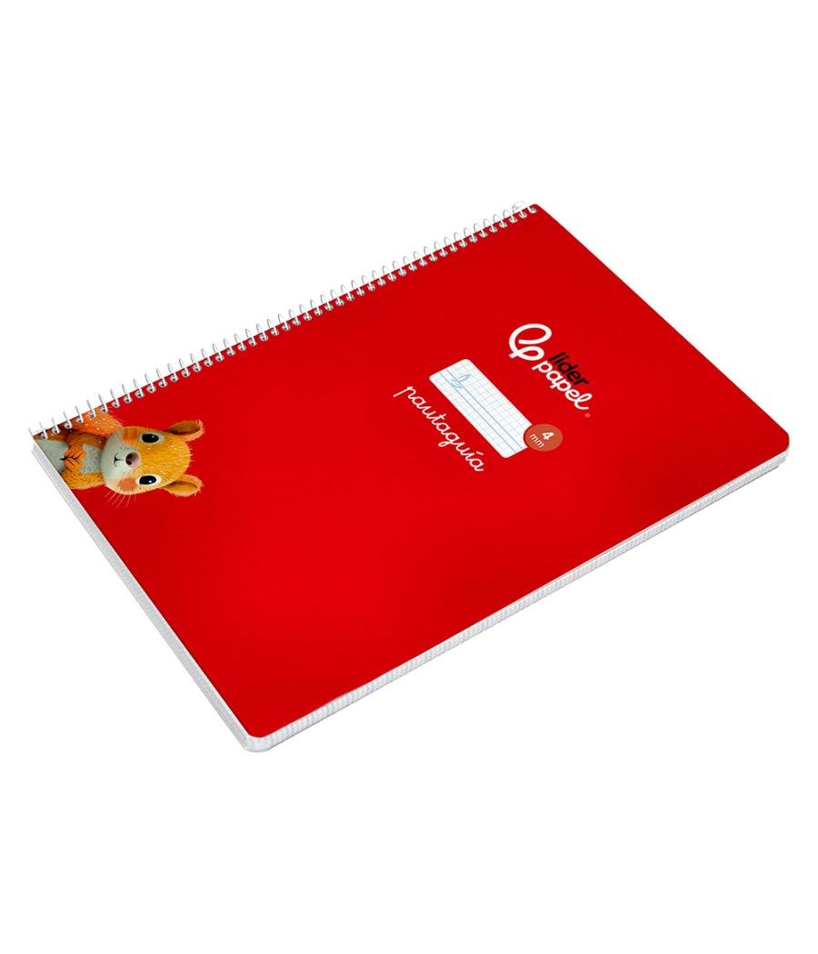 Cuaderno espiral liderpapel di n a4 pautaguia tapa dura 80h 90 gr cuadro pautado 3mm color rojo