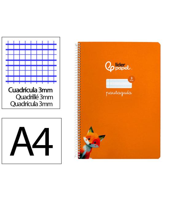 Cuaderno espiral liderpapel di n a4 pautaguia tapa dura 80h 90 gr cuadro pautado 3mm color naranja