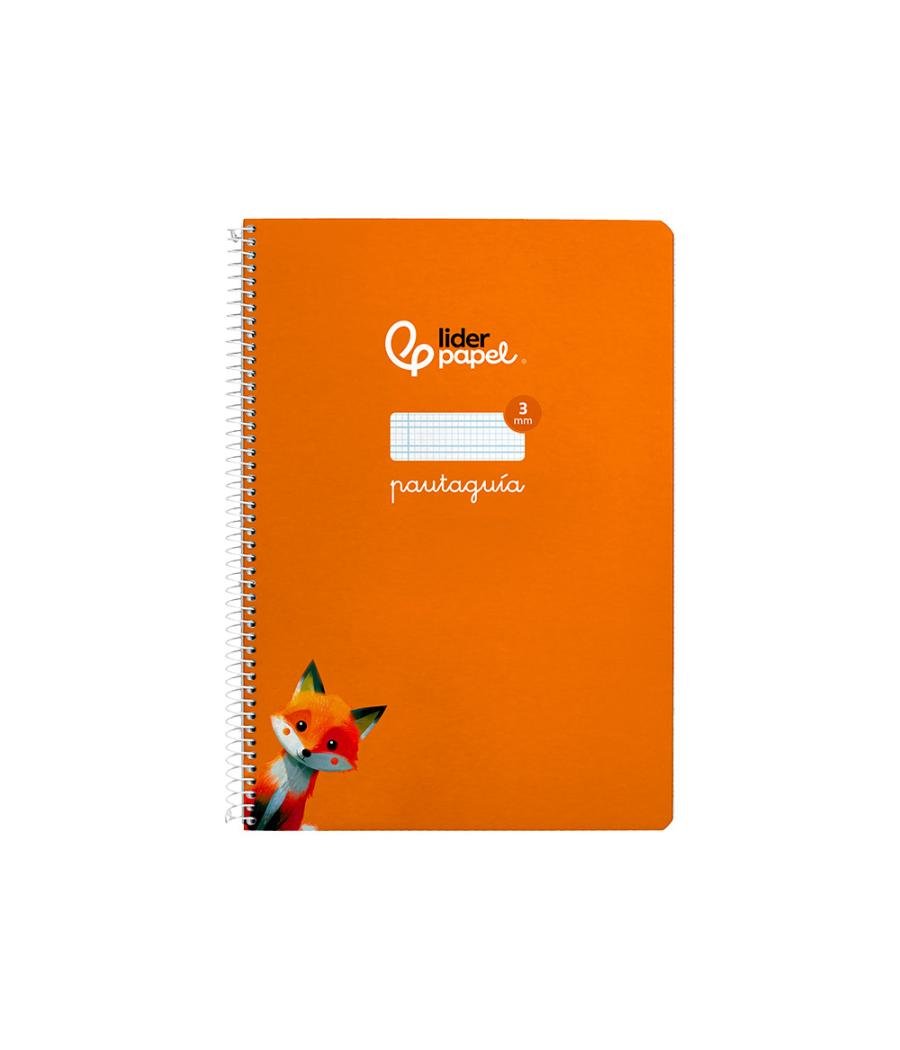 Cuaderno espiral liderpapel di n a4 pautaguia tapa dura 80h 90 gr cuadro pautado 3mm color naranja