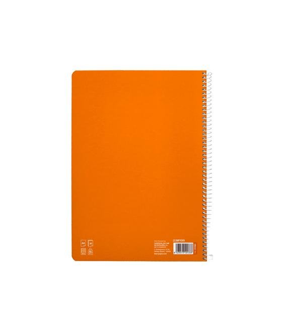 Cuaderno espiral liderpapel di n a4 pautaguia tapa dura 80h 90 gr cuadro pautado 3mm color naranja