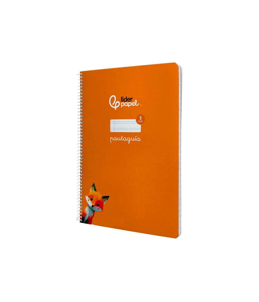 Cuaderno espiral liderpapel di n a4 pautaguia tapa dura 80h 90 gr cuadro pautado 3mm color naranja