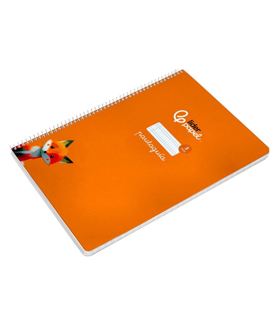 Cuaderno espiral liderpapel di n a4 pautaguia tapa dura 80h 90 gr cuadro pautado 3mm color naranja