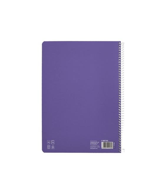 Cuaderno espiral liderpapel di n a4 pautaguia tapa dura 80h 90 gr cuadro pautado 3mm color lila