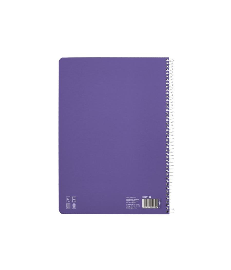 Cuaderno espiral liderpapel di n a4 pautaguia tapa dura 80h 90 gr cuadro pautado 3mm color lila