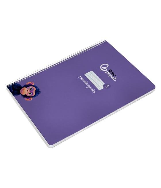 Cuaderno espiral liderpapel di n a4 pautaguia tapa dura 80h 90 gr cuadro pautado 3mm color lila