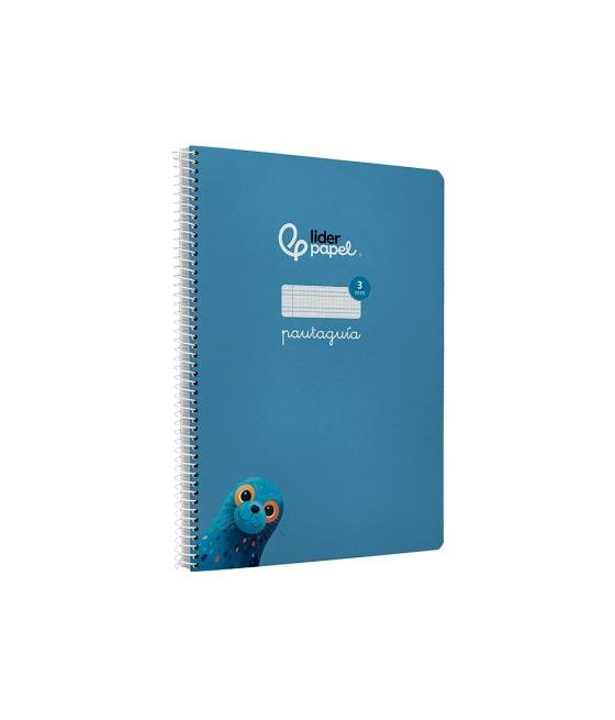 Cuaderno espiral liderpapel di n a4 pautaguia tapa dura 80h 90 gr cuadro pautado 3mm color azul