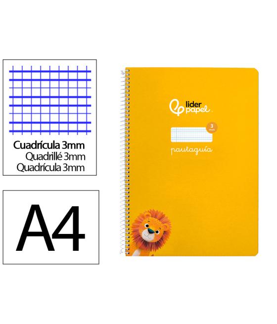 Cuaderno espiral liderpapel di n a4 pautaguia tapa dura 80h 90 gr cuadro pautado 3mm color amarillo