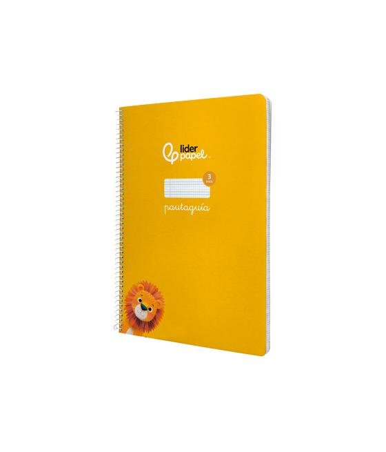 Cuaderno espiral liderpapel di n a4 pautaguia tapa dura 80h 90 gr cuadro pautado 3mm color amarillo