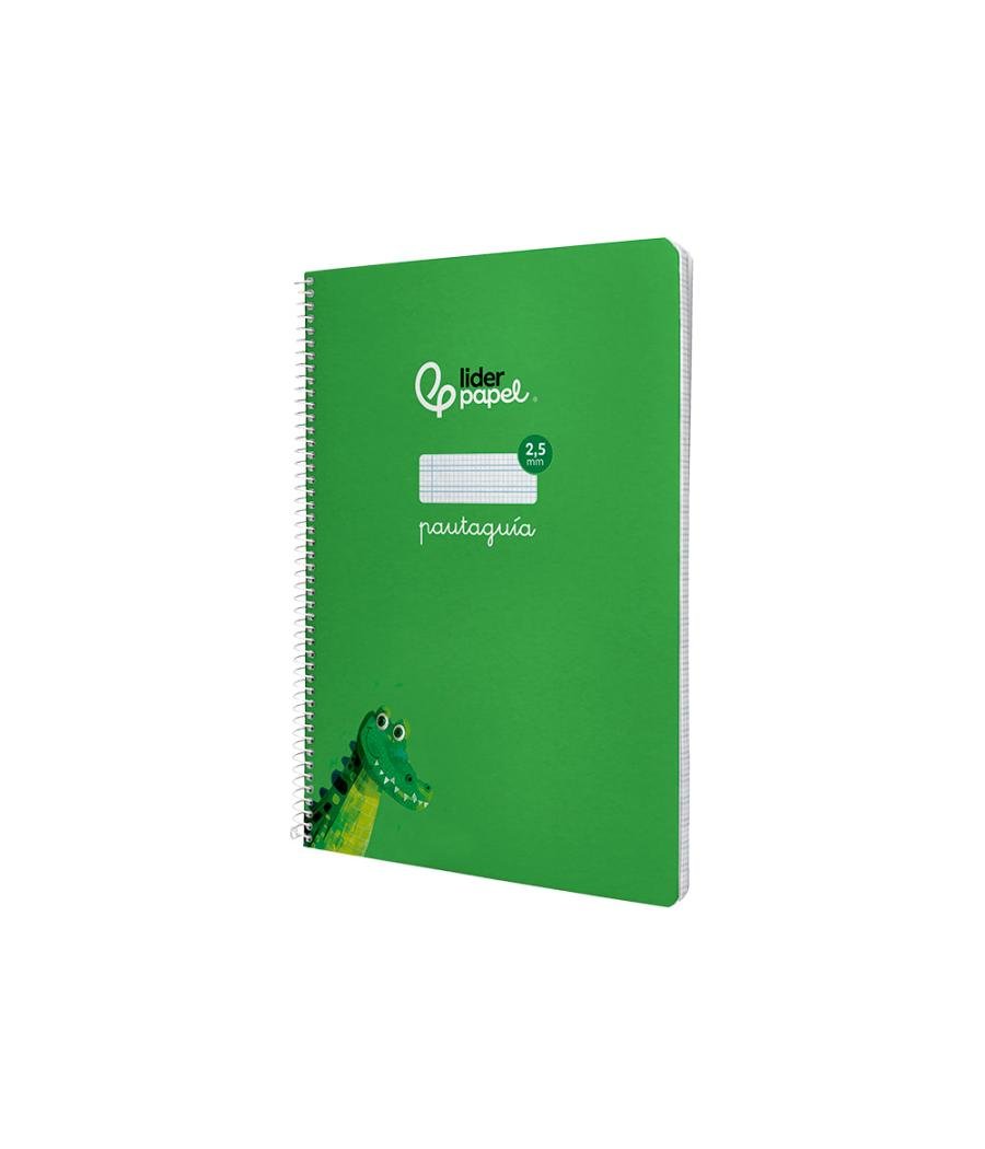 Cuaderno espiral liderpapel di n a4 pautaguia tapa dura 80h 90 gr cuadro pautado 2,5mm color verde