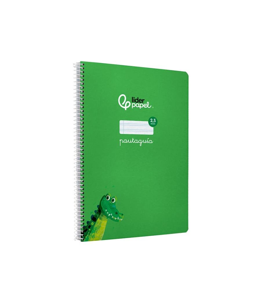 Cuaderno espiral liderpapel di n a4 pautaguia tapa dura 80h 90 gr cuadro pautado 2,5mm color verde