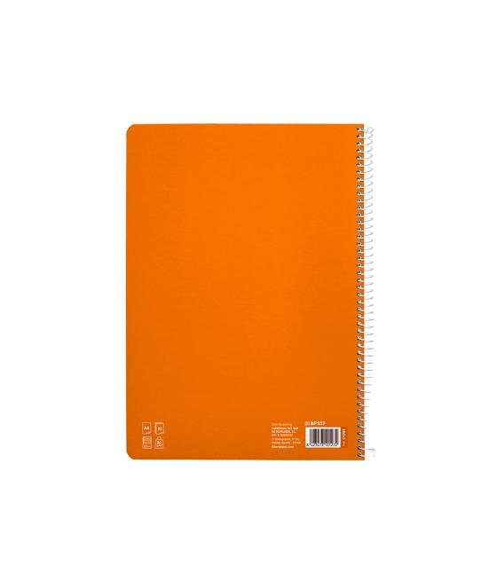 Cuaderno espiral liderpapel di n a4 pautaguia tapa dura 80h 90 gr cuadro pautado 2,5mm color naranja