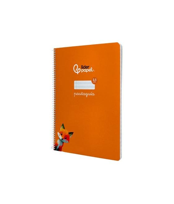 Cuaderno espiral liderpapel di n a4 pautaguia tapa dura 80h 90 gr cuadro pautado 2,5mm color naranja