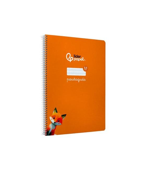 Cuaderno espiral liderpapel di n a4 pautaguia tapa dura 80h 90 gr cuadro pautado 2,5mm color naranja