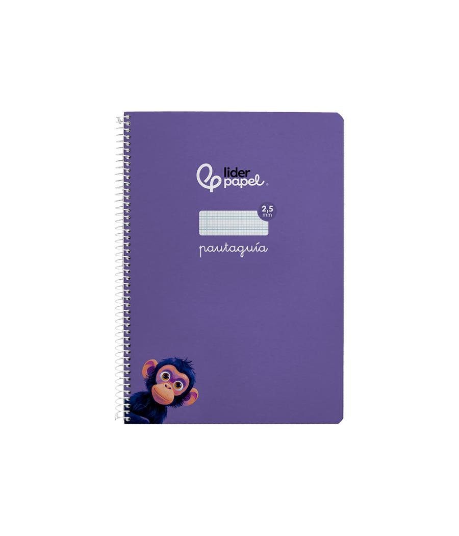 Cuaderno espiral liderpapel di n a4 pautaguia tapa dura 80h 90 gr cuadro pautado 2,5mm color lila