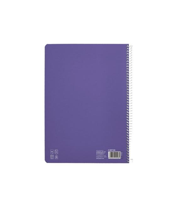 Cuaderno espiral liderpapel di n a4 pautaguia tapa dura 80h 90 gr cuadro pautado 2,5mm color lila