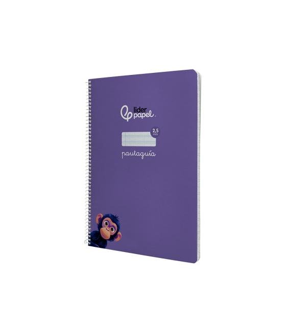 Cuaderno espiral liderpapel di n a4 pautaguia tapa dura 80h 90 gr cuadro pautado 2,5mm color lila