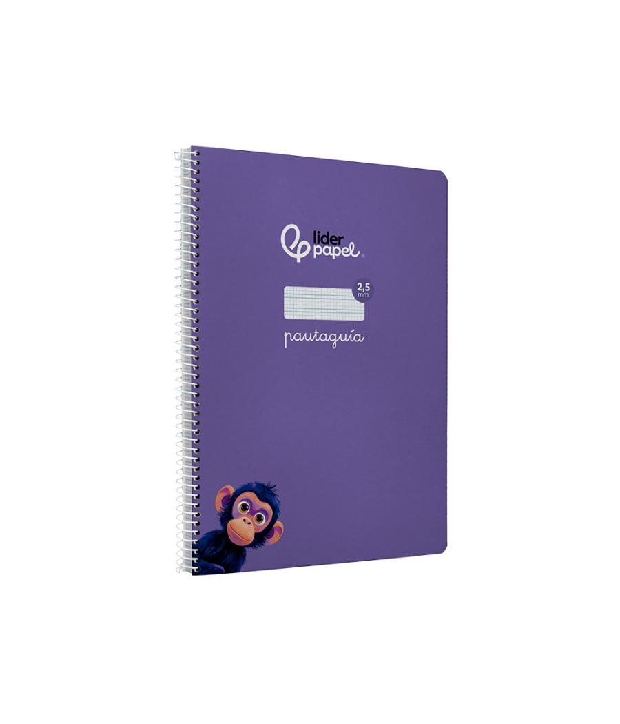 Cuaderno espiral liderpapel di n a4 pautaguia tapa dura 80h 90 gr cuadro pautado 2,5mm color lila