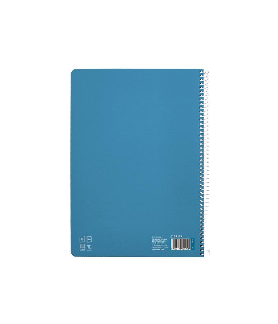 Cuaderno espiral liderpapel di n a4 pautaguia tapa dura 80h 90 gr cuadro pautado 2,5mm color azul