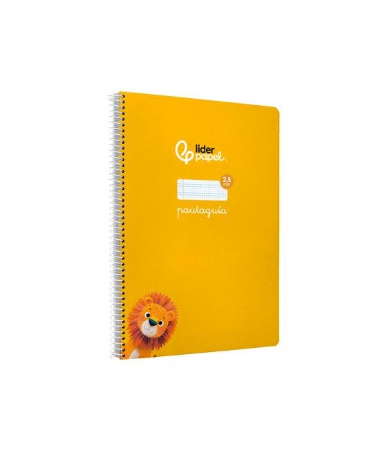 Cuaderno espiral liderpapel di n a4 pautaguia tapa dura 80h 90 gr cuadro pautado 2,5mm color amarillo