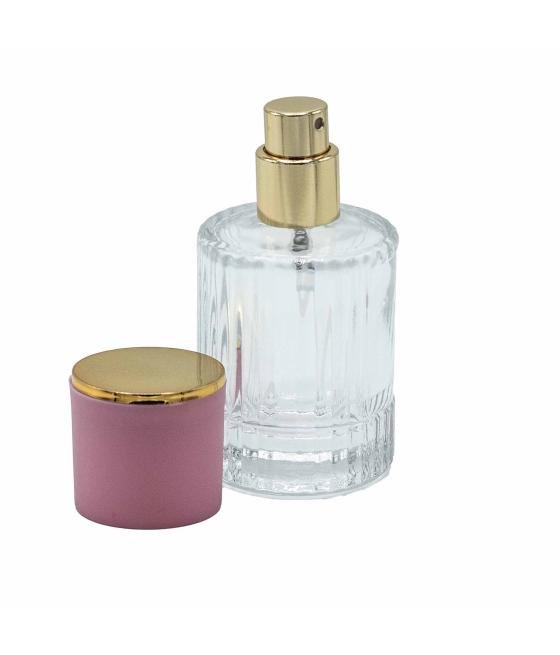 Frascos de vidrio para perfume con pulveridaor y tapa rosa 30 ml