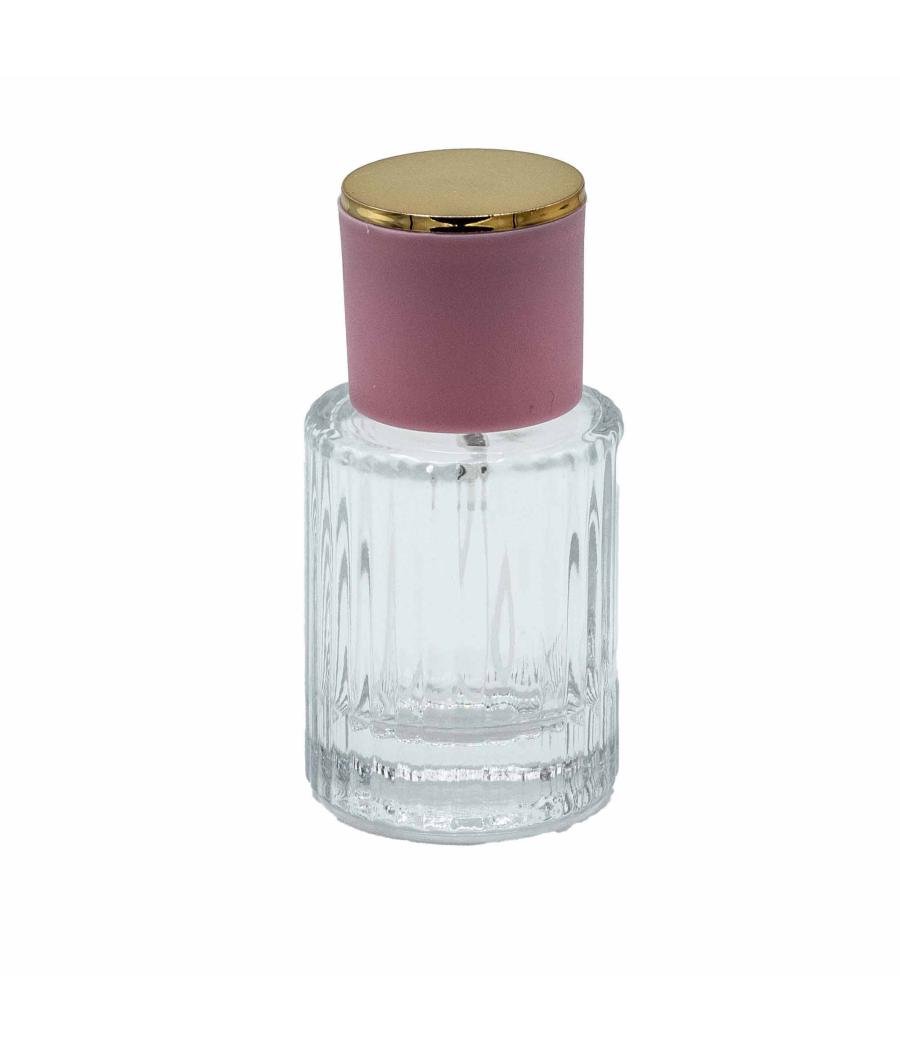 Frascos de vidrio para perfume con pulveridaor y tapa rosa 30 ml