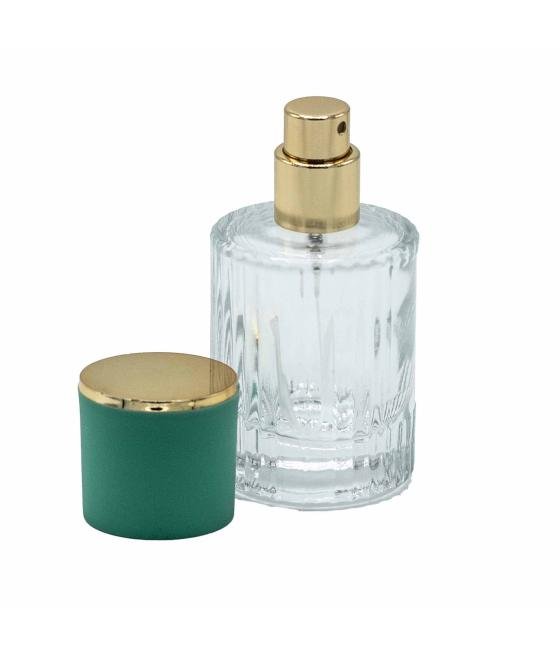 Frascos de vidrio para perfume con pulveridaor y tapa verde 30 ml