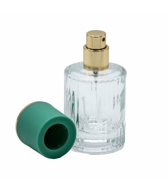 Frascos de vidrio para perfume con pulveridaor y tapa verde 30 ml