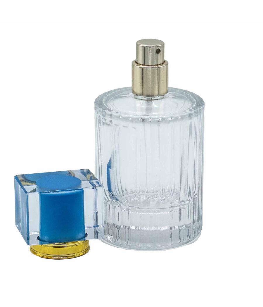 Frascos de vidrio para perfume con pulveridaor y tapa azul 50 ml