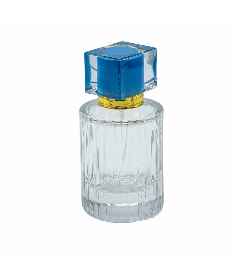 Frascos de vidrio para perfume con pulveridaor y tapa azul 50 ml