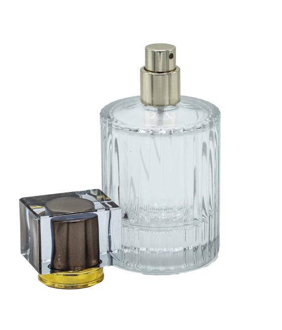 Frascos de vidrio para perfume con pulveridaor y tapa marron 50 ml