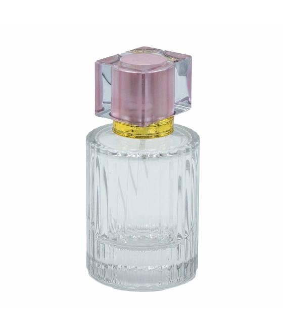 Frascos de vidrio para perfume con pulveridaor y tapa rosa 50 ml