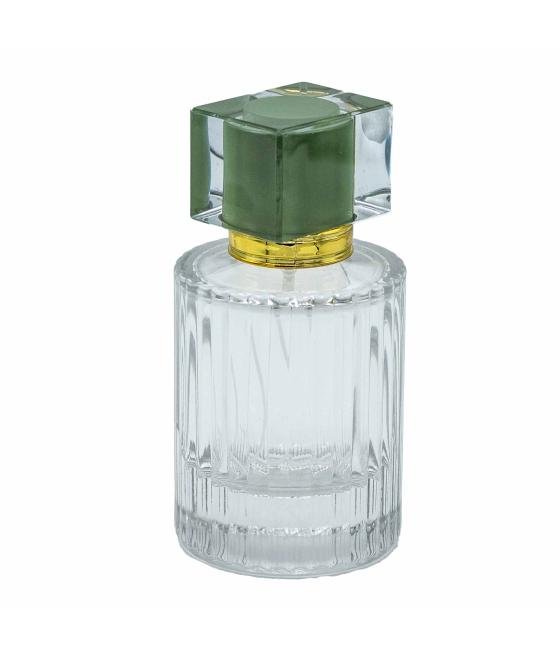 Frascos de vidrio para perfume con pulveridaor y tapa verde 50 ml