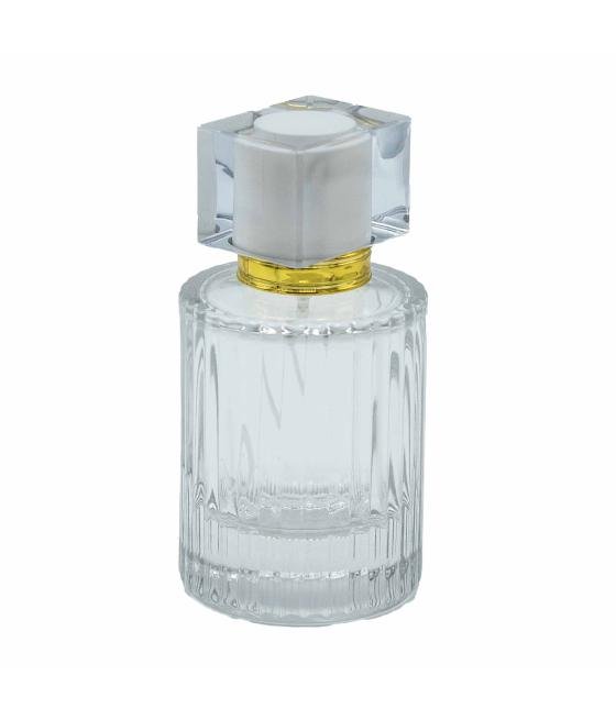 Frascos de vidrio para perfume con pulveridaor y tapa blanco 50 ml