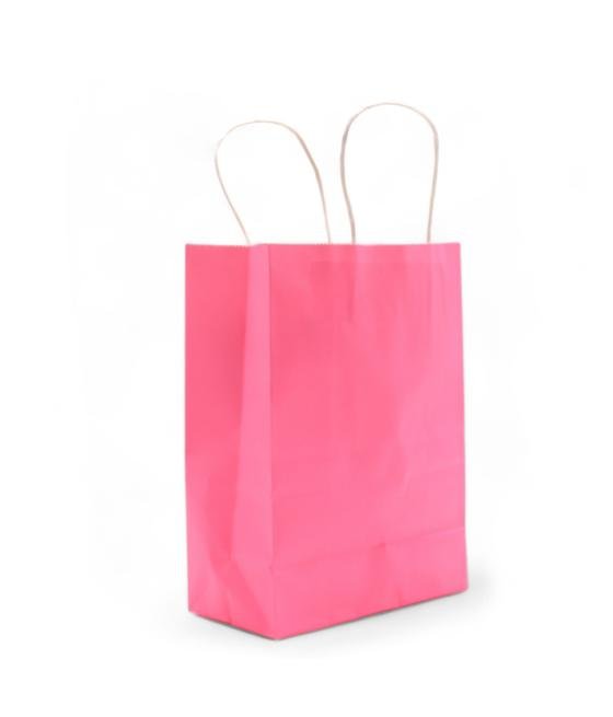 Bolsa de Papel con Asa (16x22x8cm) - Rosa (130g)