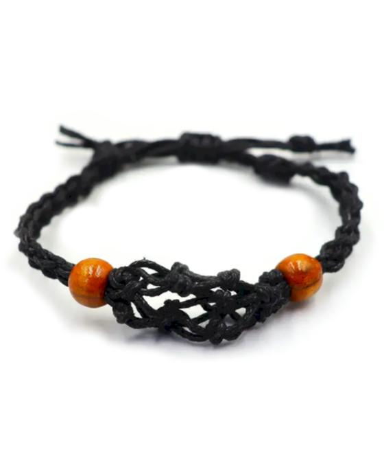 Pulsera de Macrame para Piedras Preciosas 20-28cm - Negro