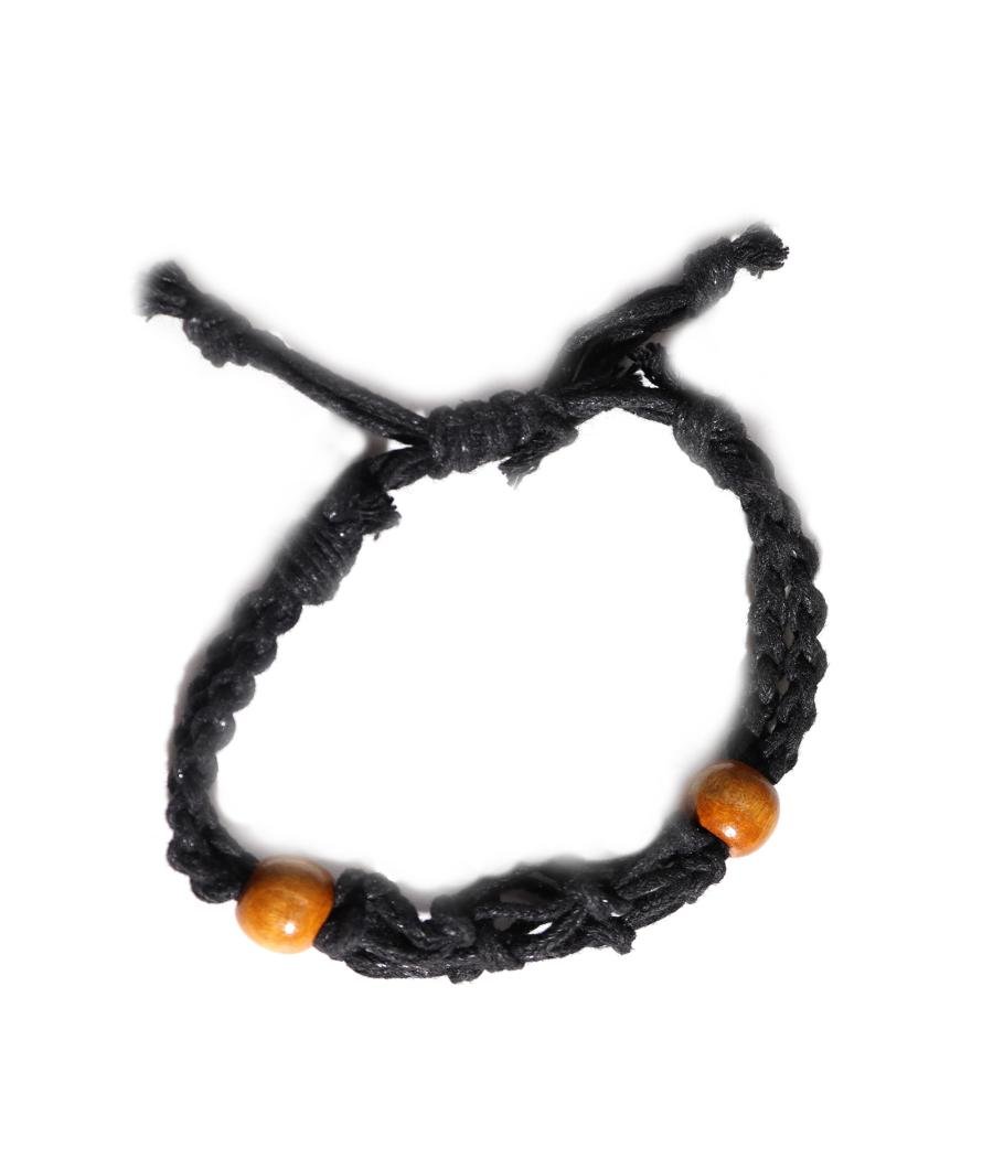 Pulsera de Macrame para Piedras Preciosas 20-28cm - Negro