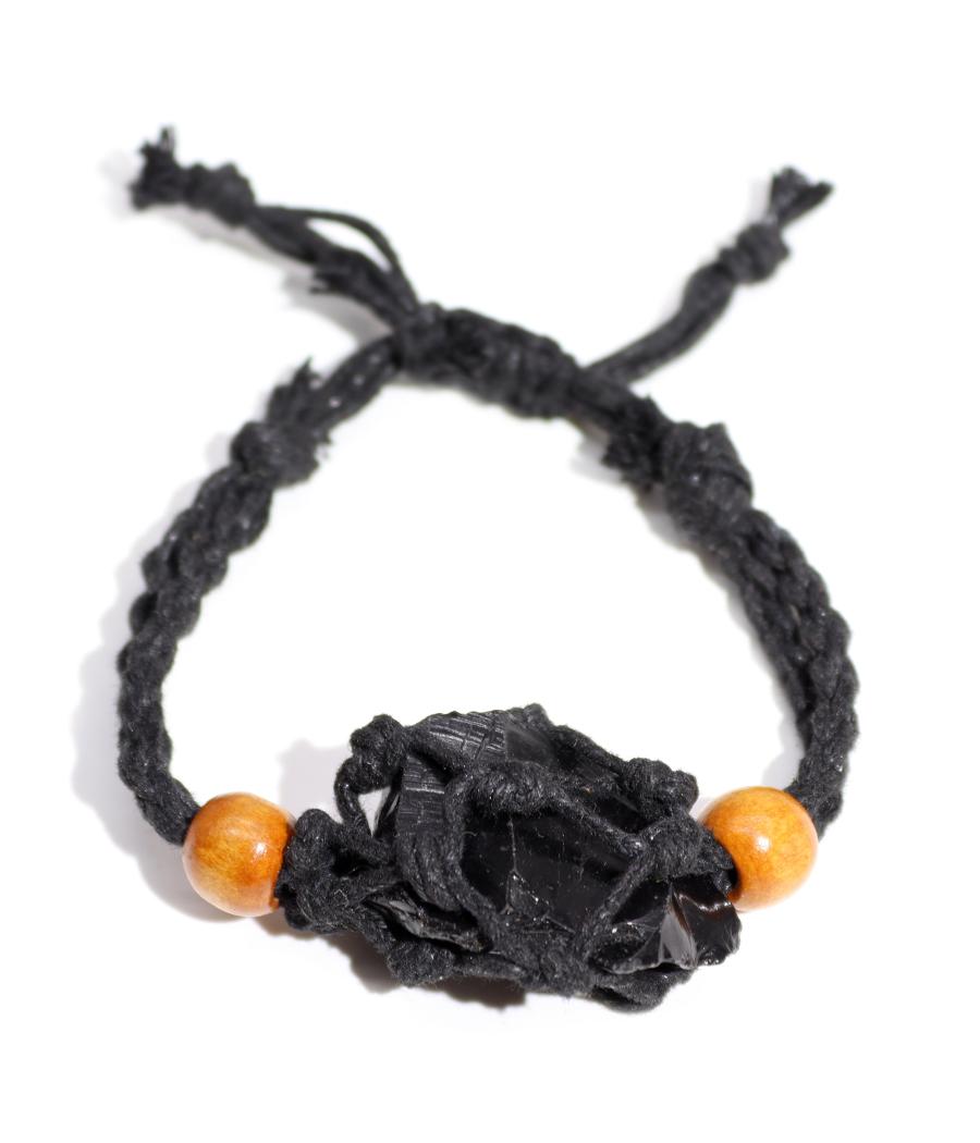 Pulsera de Macrame para Piedras Preciosas 20-28cm - Negro