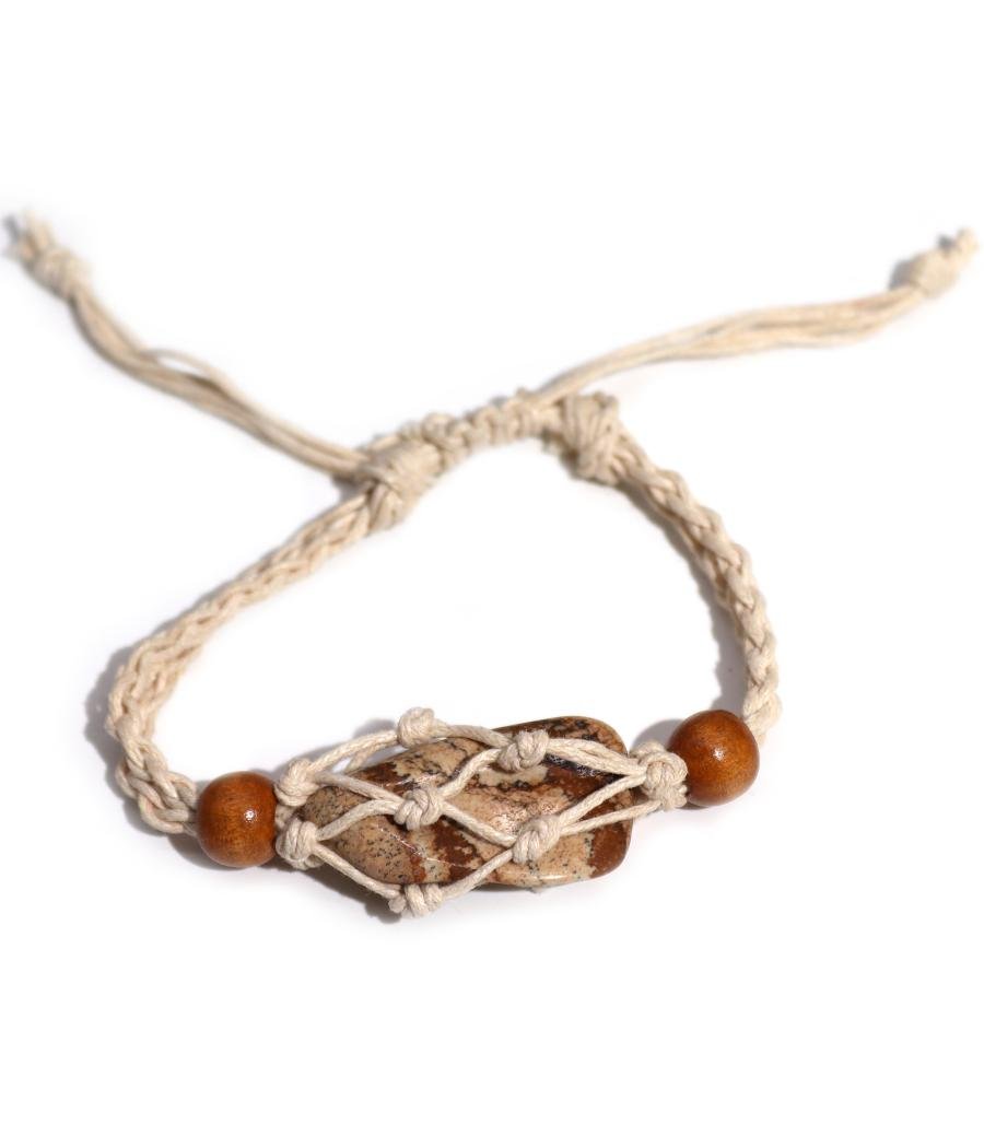 Pulsera de Macrame para Piedras Preciosas 20-28cm - Natural