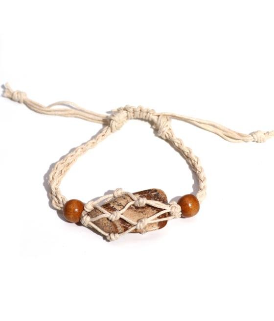 Pulsera de Macrame para Piedras Preciosas 20-28cm - Natural