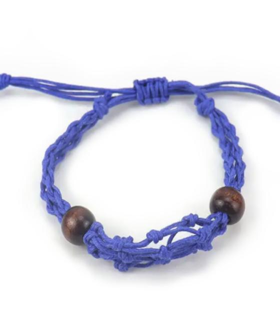 Pulsera de Macrame para Piedras Preciosas 20-28cm - Azul marino