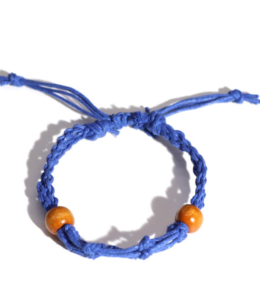 Pulsera de Macrame para Piedras Preciosas 20-28cm - Azul marino