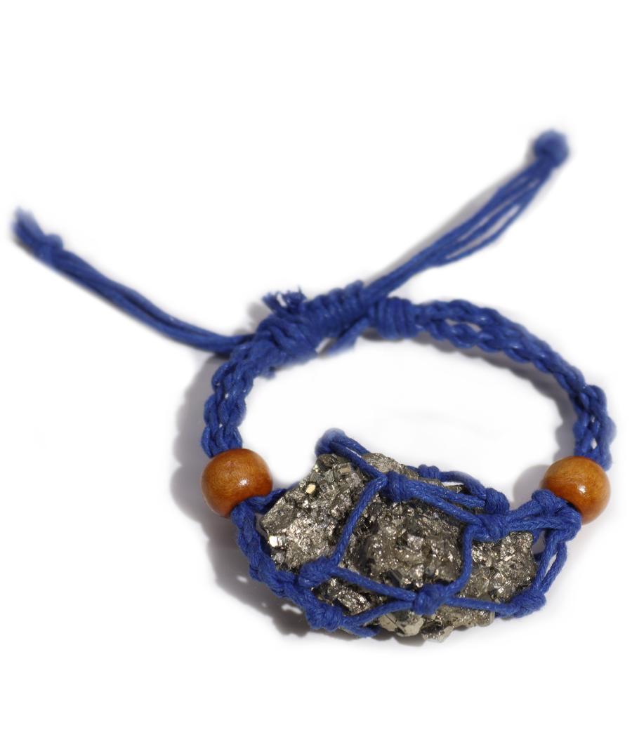 Pulsera de Macrame para Piedras Preciosas 20-28cm - Azul marino