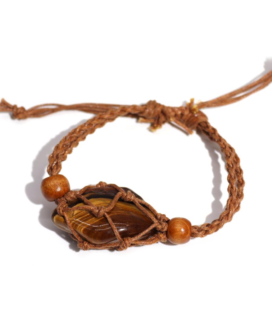 Pulsera de Macrame para Piedras Preciosas 20-28cm - Marron